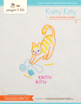 Knitty Kitty PDF embroidery pattern