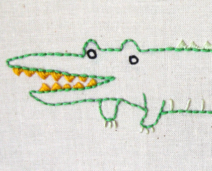 A Alligator hand embroidery pattern - printable PDF file
