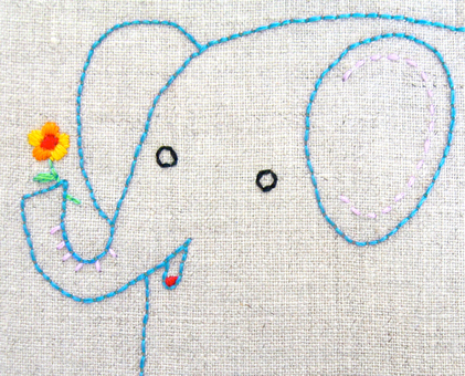 E Elephant hand embroidery pattern - printable PDF file