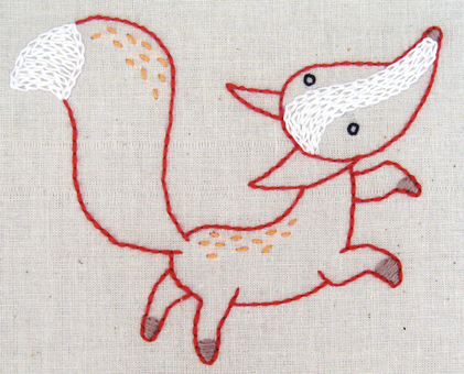 F Fox hand embroidery pattern - printable PDF file
