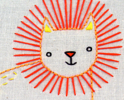 L Lion hand embroidery pattern - printable PDF file