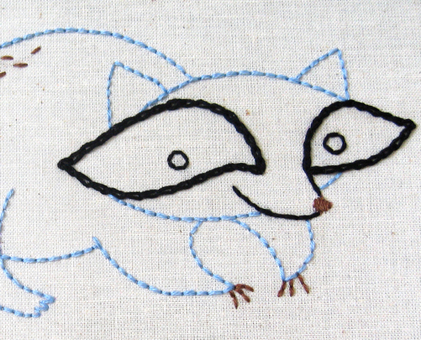 R Raccoon hand embroidery pattern - printable PDF file