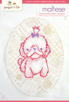 Maltese Puppy hand embroidery pattern - printable PDF file